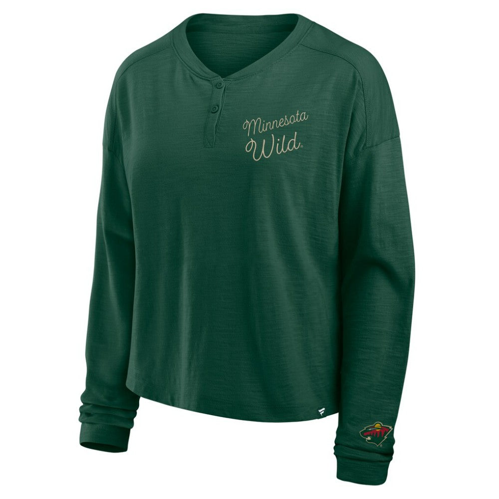Minnesota Wild Fanatics Women's Oversized All Out Effort Long Sleeve Henley T-Shirt - Green | Fanatics near me
