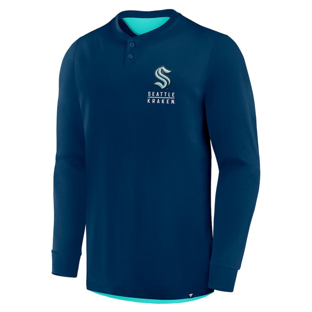 Seattle Kraken Fanatics Adrenaline Push Long Sleeve Henley Shirt - Deep Sea Blue | Fanatics on sale