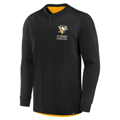 Pittsburgh Penguins Fanatics Adrenaline Push Long Sleeve Henley Shirt - Black | Fanatics sale