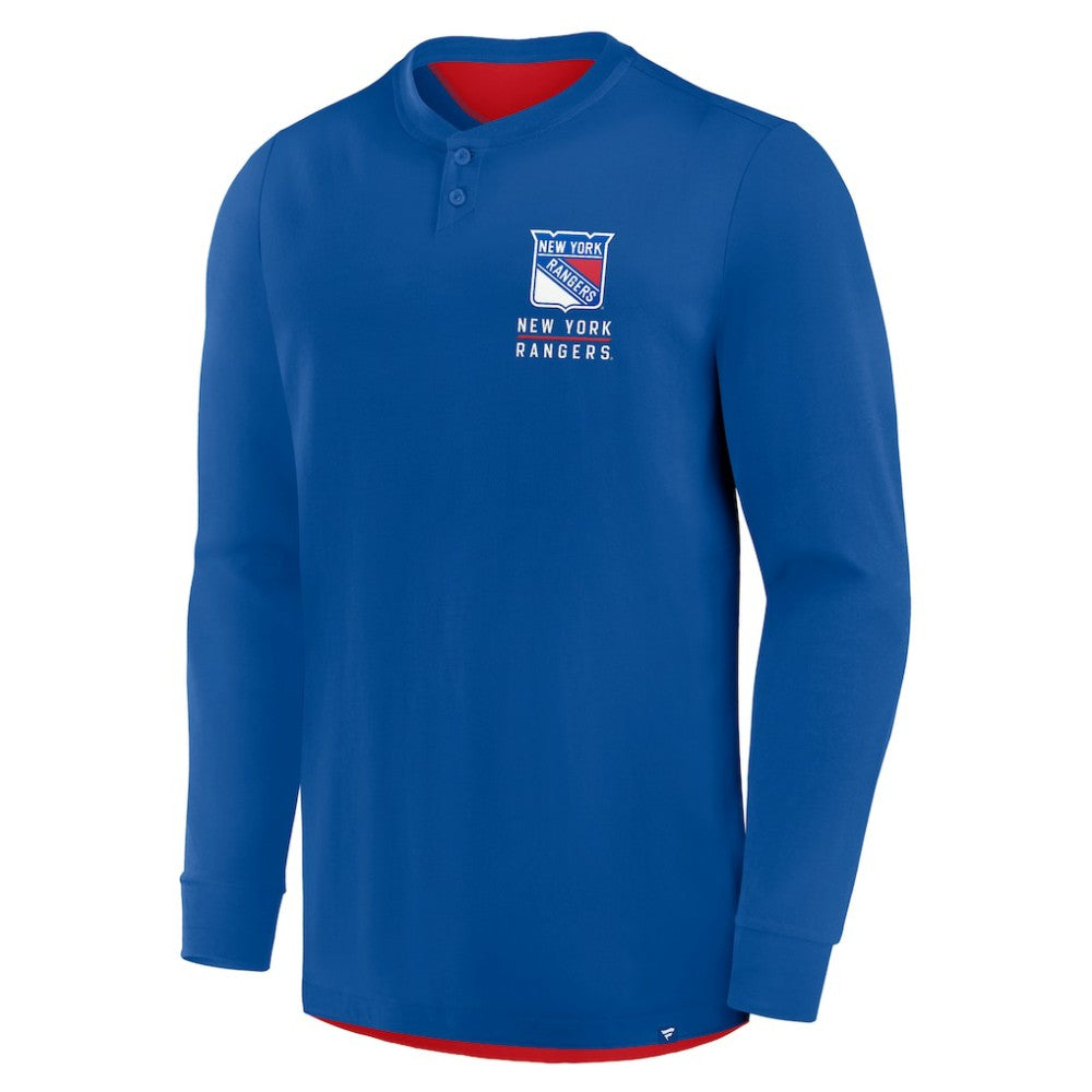 New York Rangers Fanatics Adrenaline Push Long Sleeve Henley Shirt - Blue | Fanatics discount