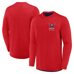 Washington Capitals Fanatics Adrenaline Push Long Sleeve Henley Shirt - Red | Fanatics discount