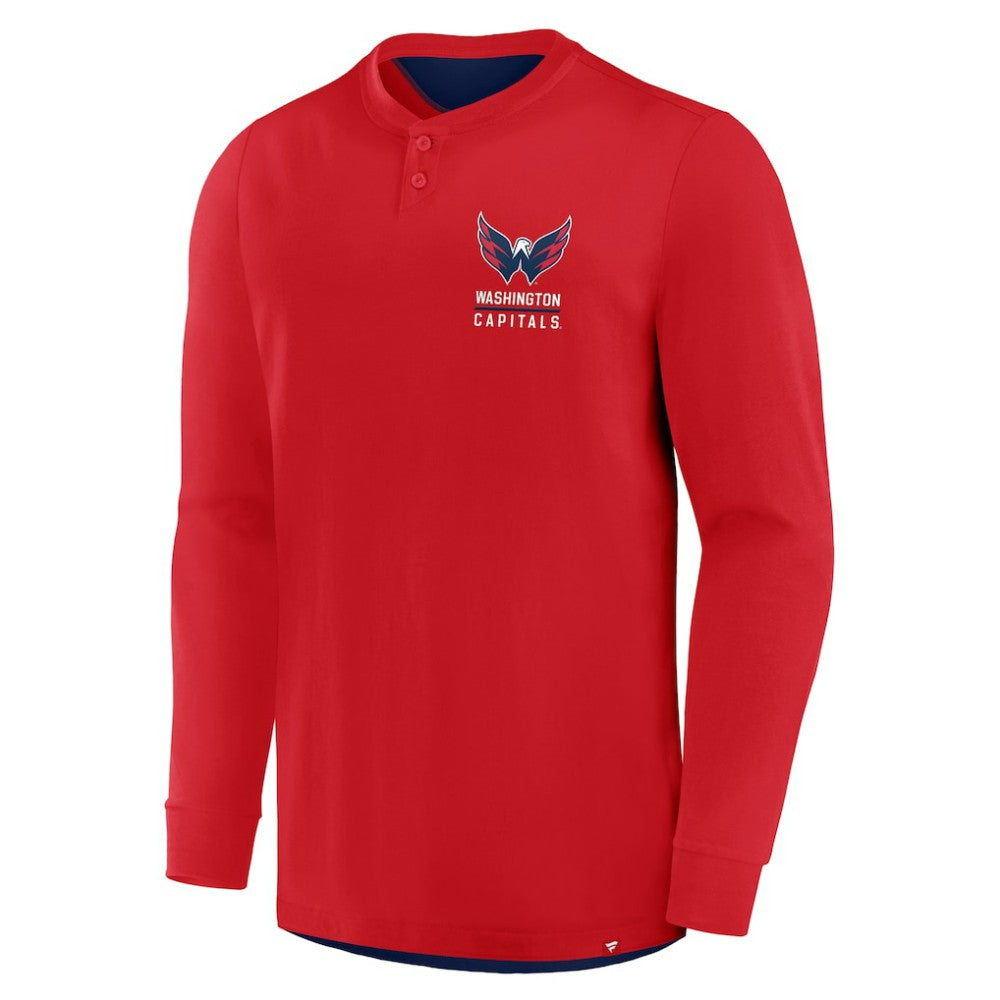 Washington Capitals Fanatics Adrenaline Push Long Sleeve Henley Shirt - Red | Fanatics discount