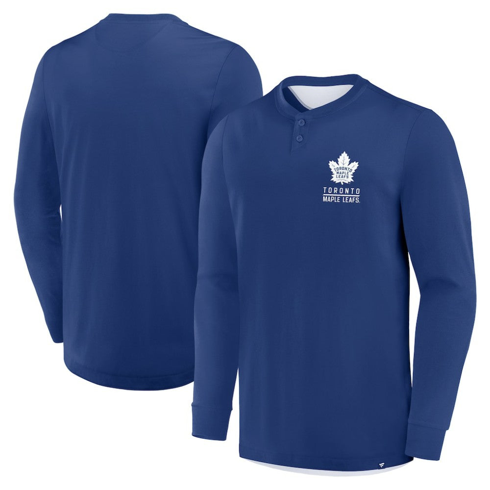 Toronto Maple Leafs Fanatics Adrenaline Push Long Sleeve Henley Shirt - Blue | Fanatics online