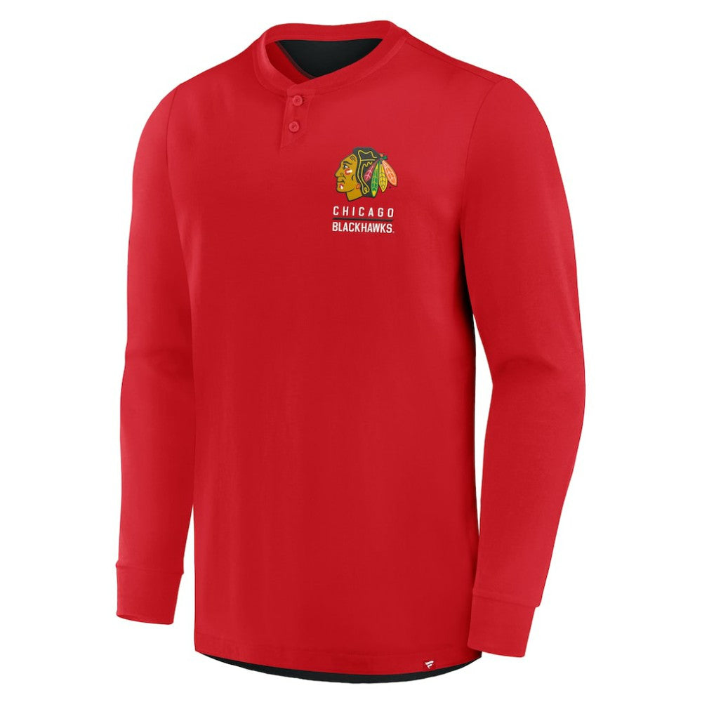 Chicago Blackhawks Fanatics Adrenaline Push Long Sleeve Henley Shirt - Red | Fanatics discount