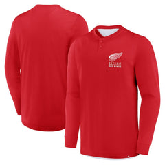 Detroit Red Wings Fanatics Adrenaline Push Long Sleeve Henley Shirt - Red | Fanatics sale