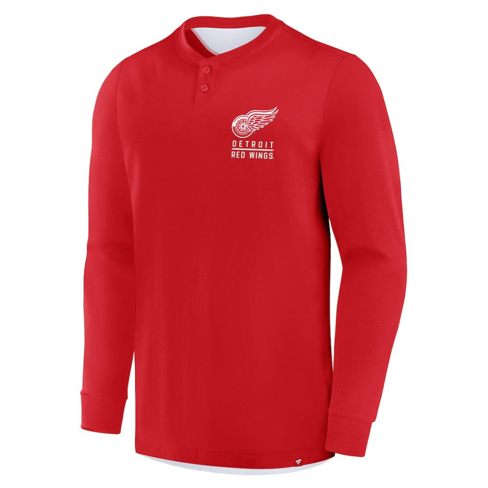 Detroit Red Wings Fanatics Adrenaline Push Long Sleeve Henley Shirt - Red | Fanatics sale