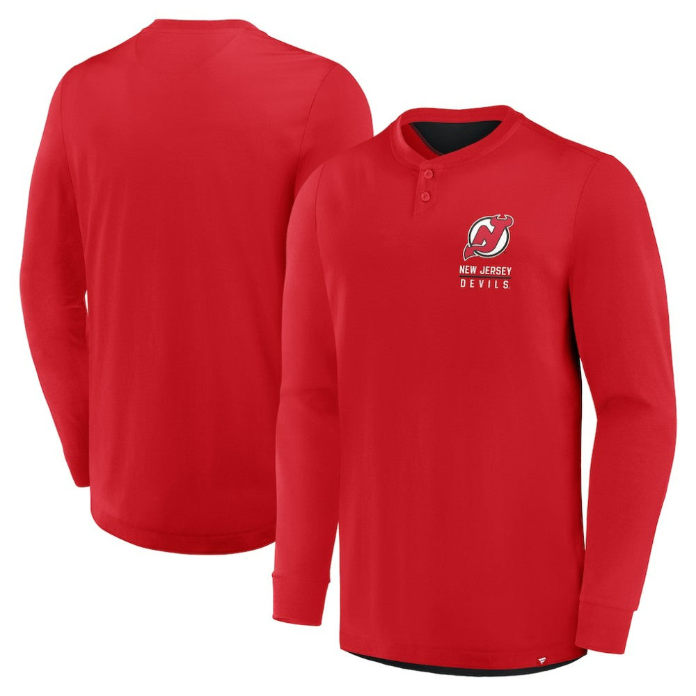 New Jersey Devils Fanatics Adrenaline Push Long Sleeve Henley Shirt - Red | Fanatics online