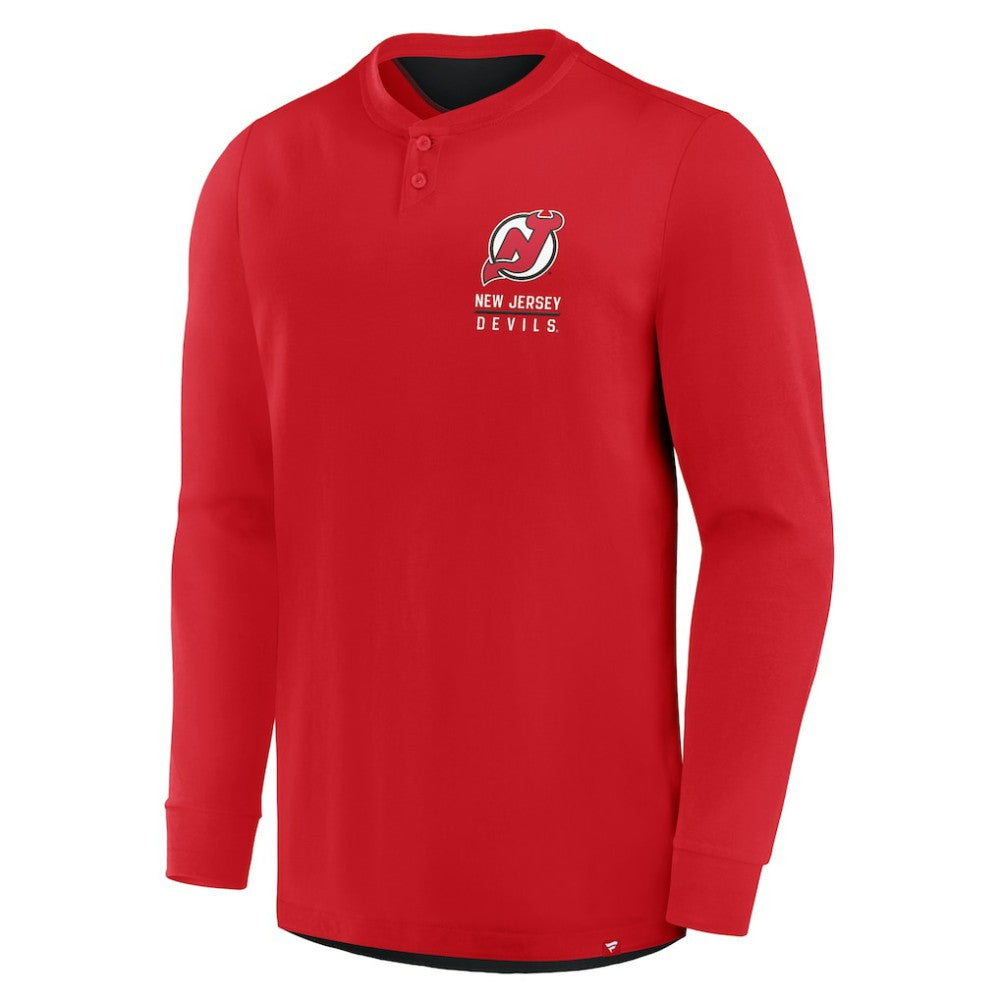 New Jersey Devils Fanatics Adrenaline Push Long Sleeve Henley Shirt - Red | Fanatics online