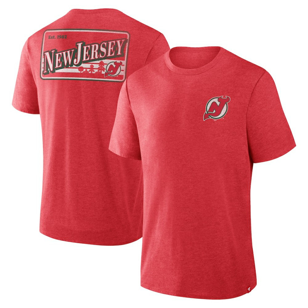New Jersey Devils Fanatics Fan Lanes Tri-Blend T-Shirt - Heather Red | Fanatics Clearance