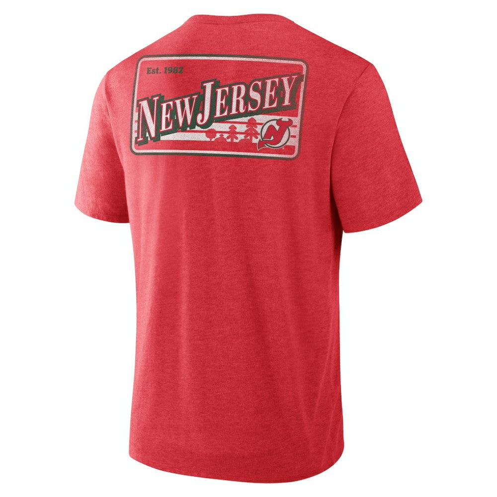 New Jersey Devils Fanatics Fan Lanes Tri-Blend T-Shirt - Heather Red | Fanatics Clearance