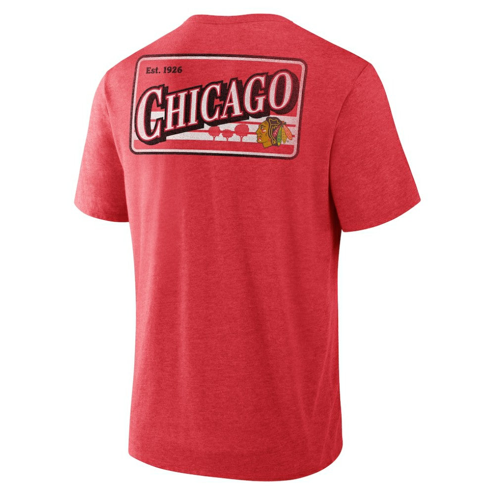 Chicago Blackhawks Fanatics Fan Lanes Tri-Blend T-Shirt - Heather Red | Fanatics sale