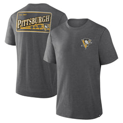 Pittsburgh Penguins Fanatics Fan Lanes Tri-Blend T-Shirt - Heather Charcoal | Fanatics Clearance
