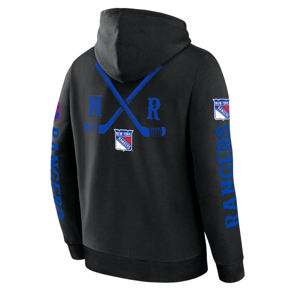 New York Rangers Fanatics Big City Legacy Fleece Pullover Hoodie - Black | Fanatics Clearance
