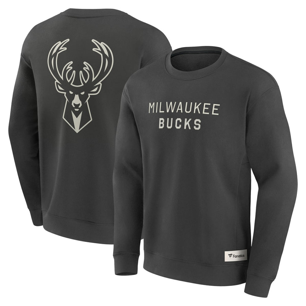 Fanatics Milwaukee Bucks Elements Future Ground Lettering Pullover Sweatshirt Gray