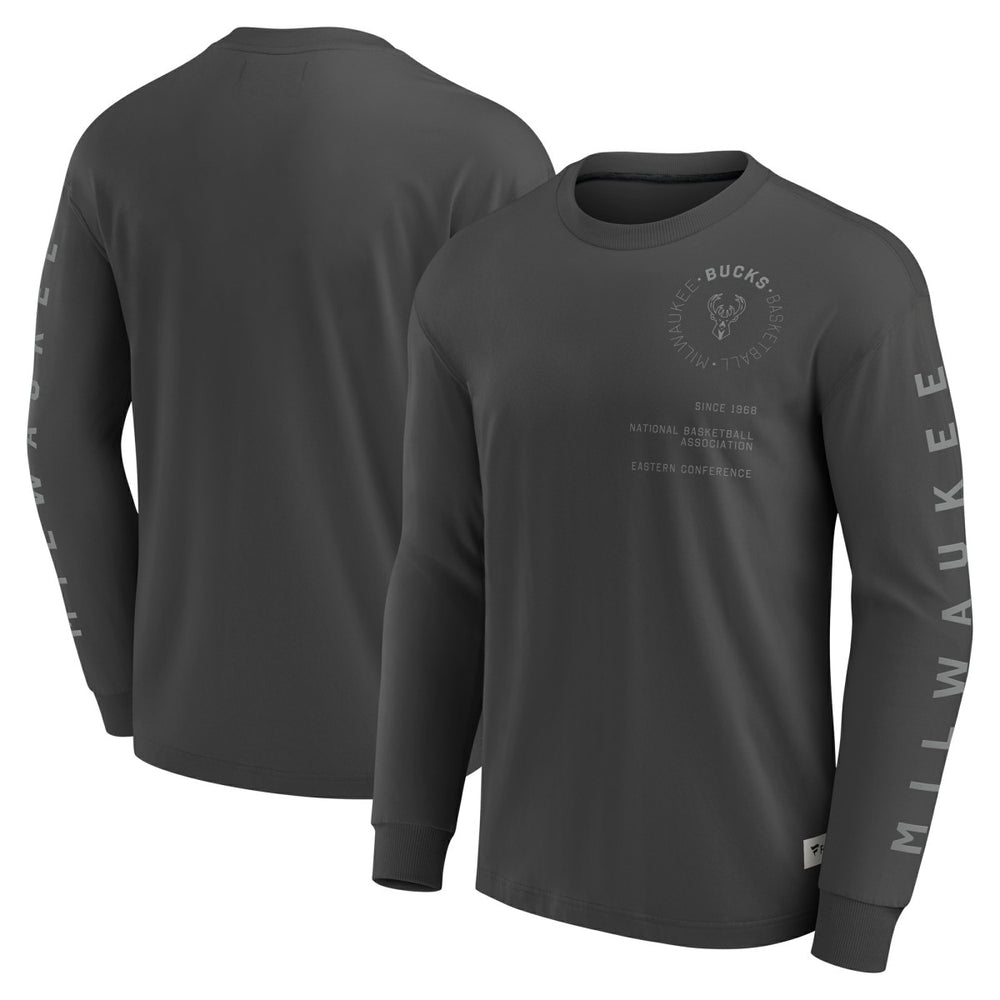 Fanatics Milwaukee Bucks Elements Future Ground Tonal Info Long Sleeve T-Shirt Gray