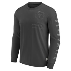 Fanatics Milwaukee Bucks Elements Future Ground Tonal Info Long Sleeve T-Shirt Gray