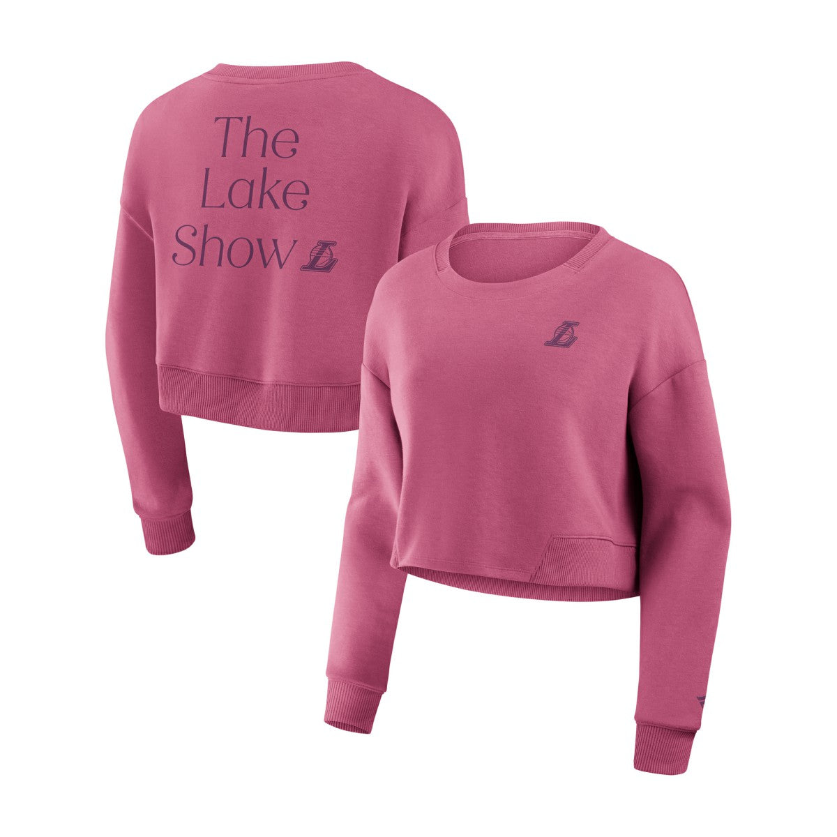 Fanatics Los Angeles Lakers Women's Studio Tri-Blend Cropped Pullover Sweatshirt Pink