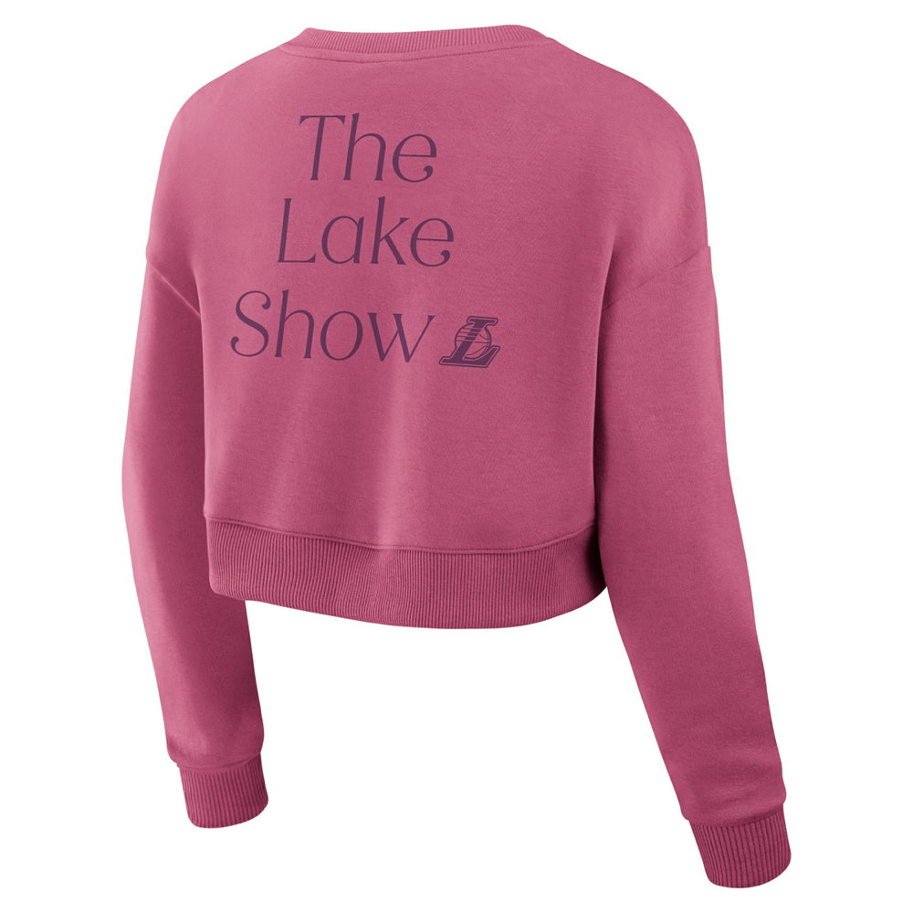Fanatics Los Angeles Lakers Women's Studio Tri-Blend Cropped Pullover Sweatshirt Pink