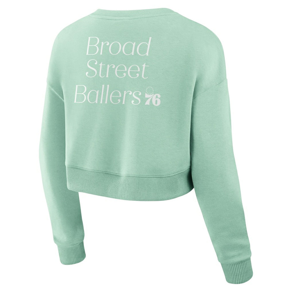Fanatics Philadelphia 76ers Women's Studio Tri-Blend Cropped Pullover Sweatshirt Mint