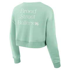Fanatics Philadelphia 76ers Women's Studio Tri-Blend Cropped Pullover Sweatshirt Mint