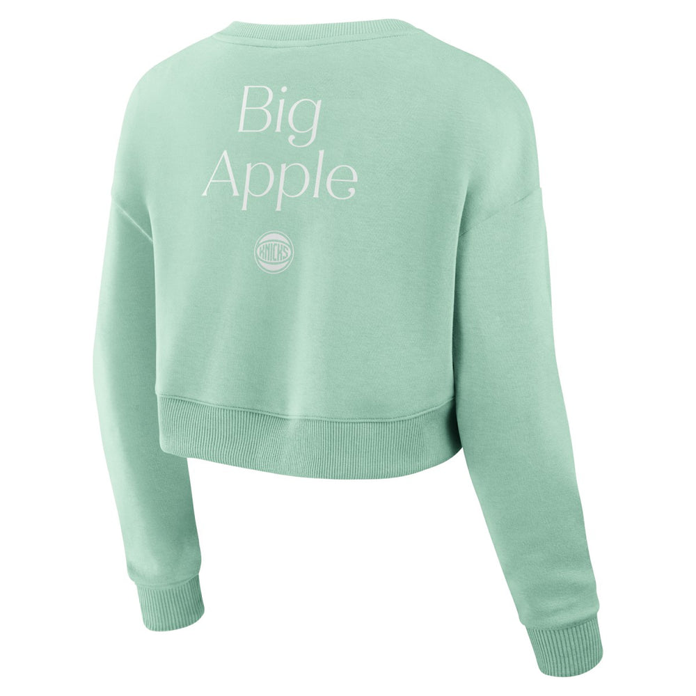 Fanatics New York Knicks Women's Studio Tri-Blend Cropped Pullover Sweatshirt Mint