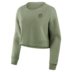 Fanatics Boston Celtics Women's Studio Tri-Blend Cropped Pullover Sweatshirt Olive