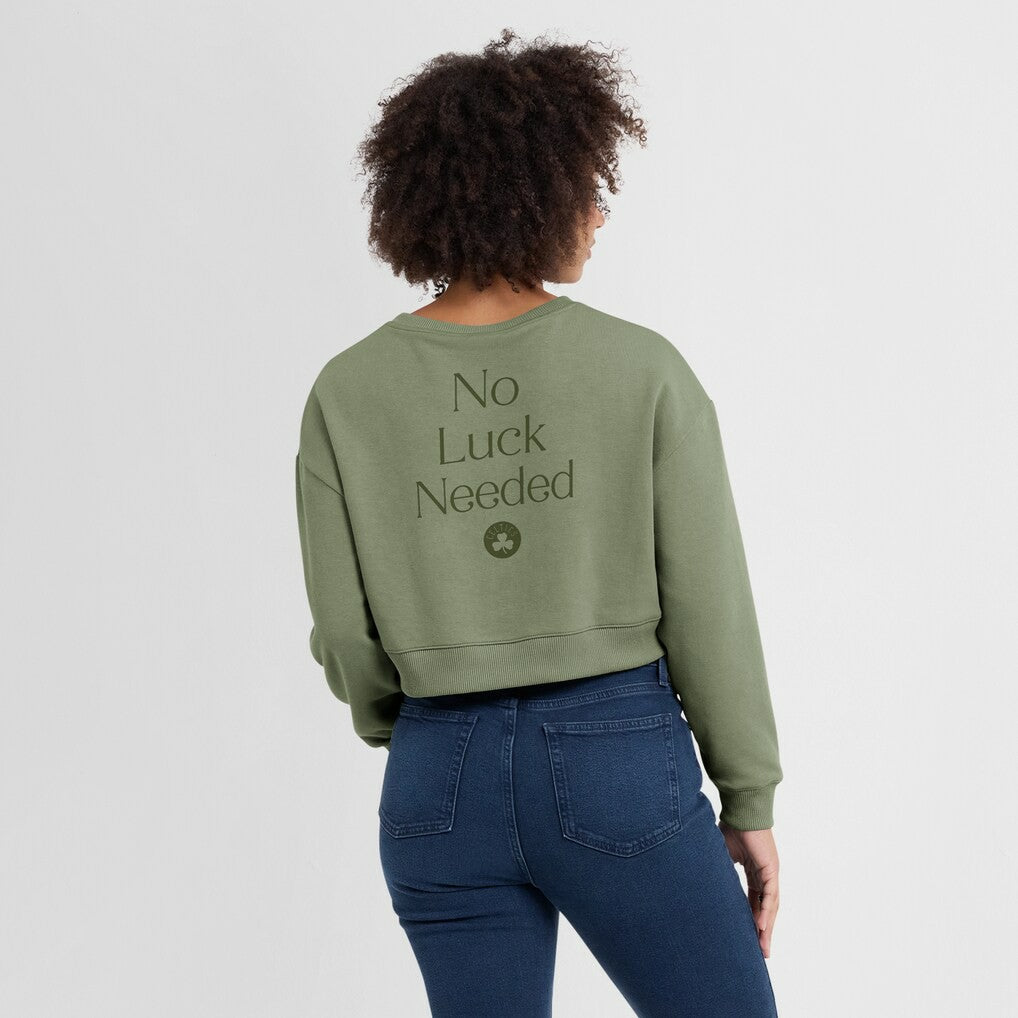 Fanatics Boston Celtics Women's Studio Tri-Blend Cropped Pullover Sweatshirt Olive