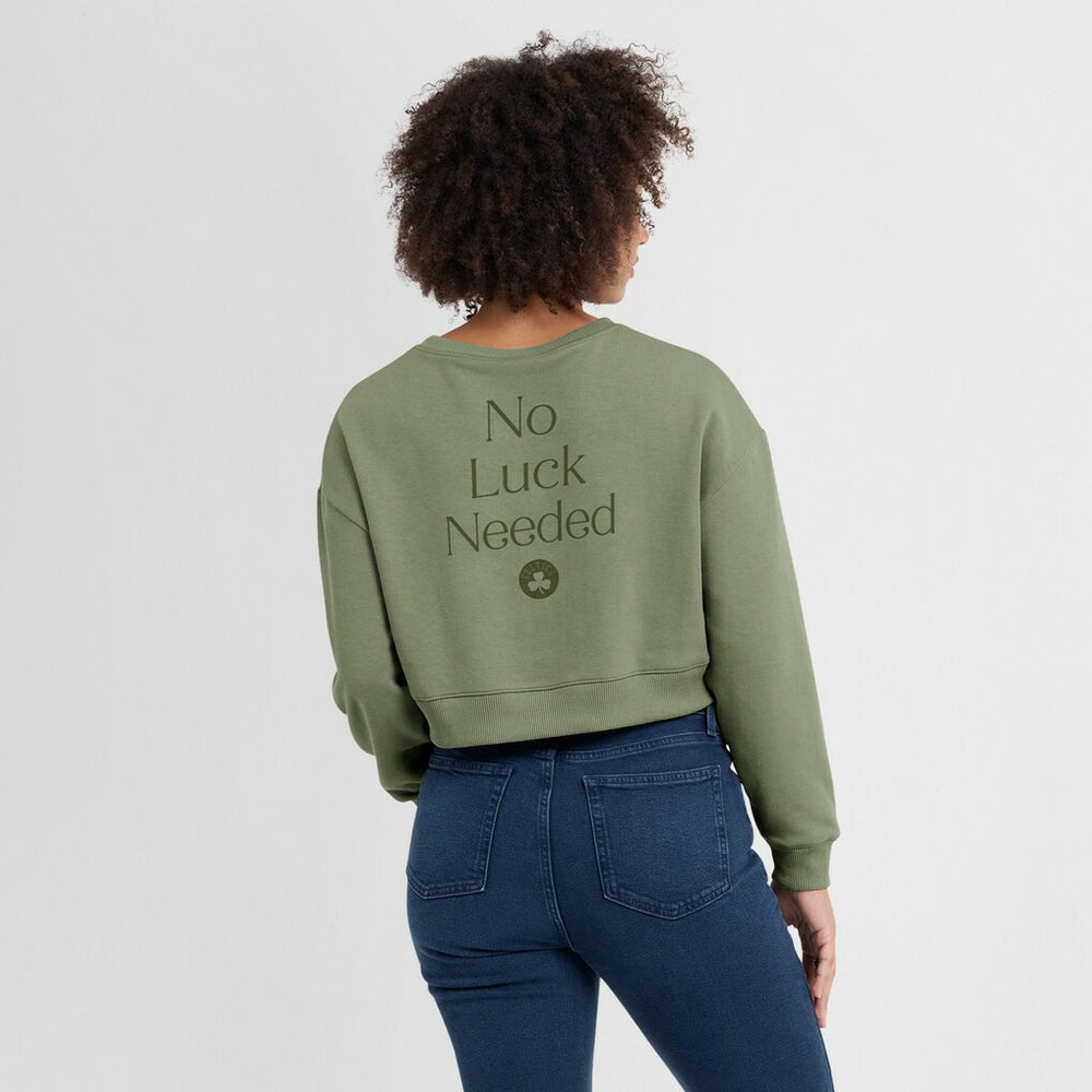 Fanatics Boston Celtics Women's Studio Tri-Blend Cropped Pullover Sweatshirt Olive