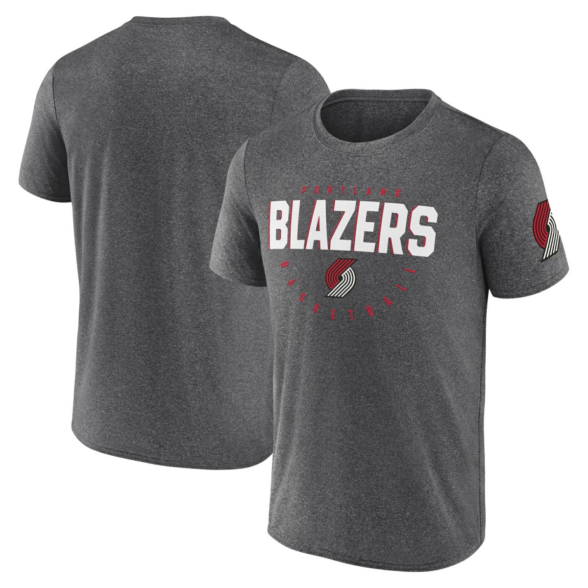 Portland Trail Blazers Logo Athletic Block Practice Performance T-Shirt Heather Charcoal