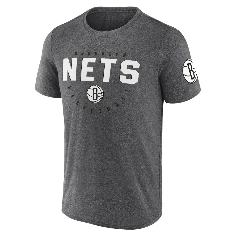 Brooklyn Nets Logo Athletic Block Practice Performance T-Shirt Heather Charcoal