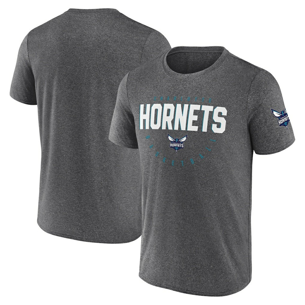 Charlotte Hornets Logo Athletic Block Practice Performance T-Shirt Heather Charcoal