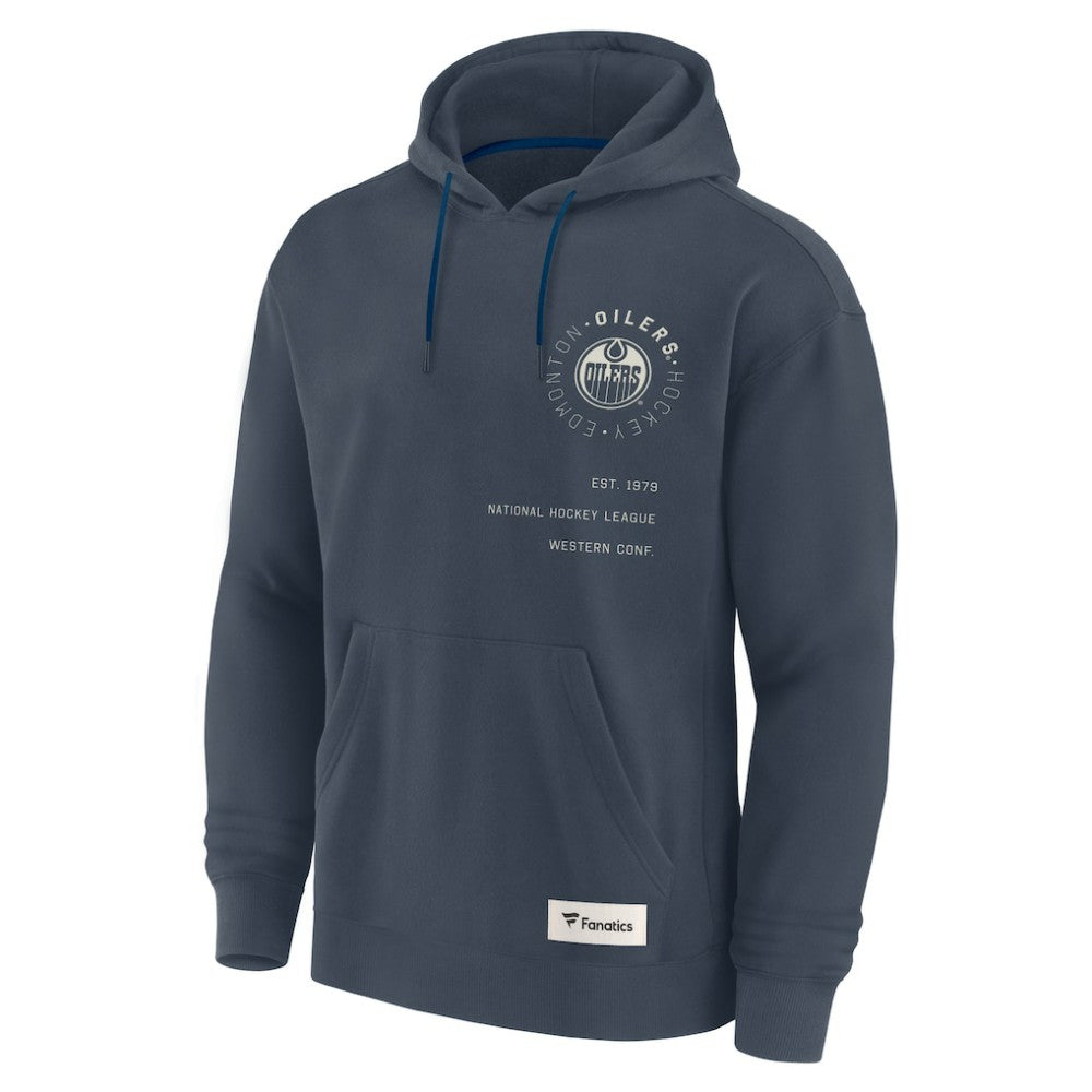 Edmonton Oilers Fanatics Future Ground Info Pullover Hoodie - Navy | Fanatics Clearance
