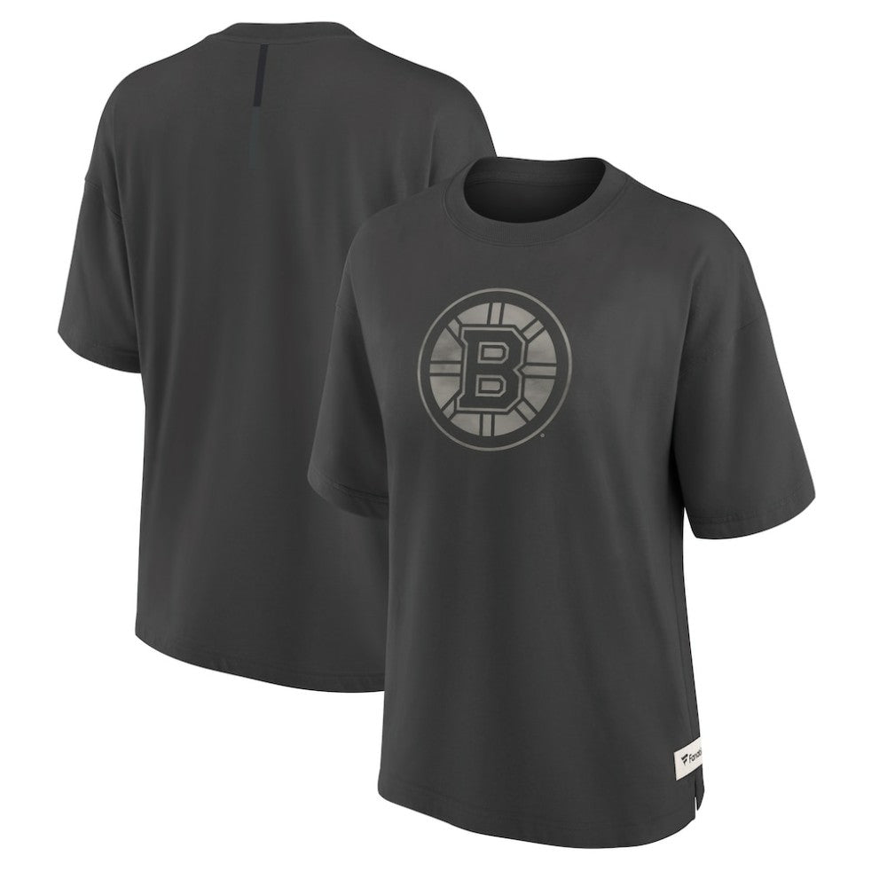 Boston Bruins Fanatics Women's Oversized Elements Raw Edge Future Ground T-Shirt - Charcoal | Fanatics on sale