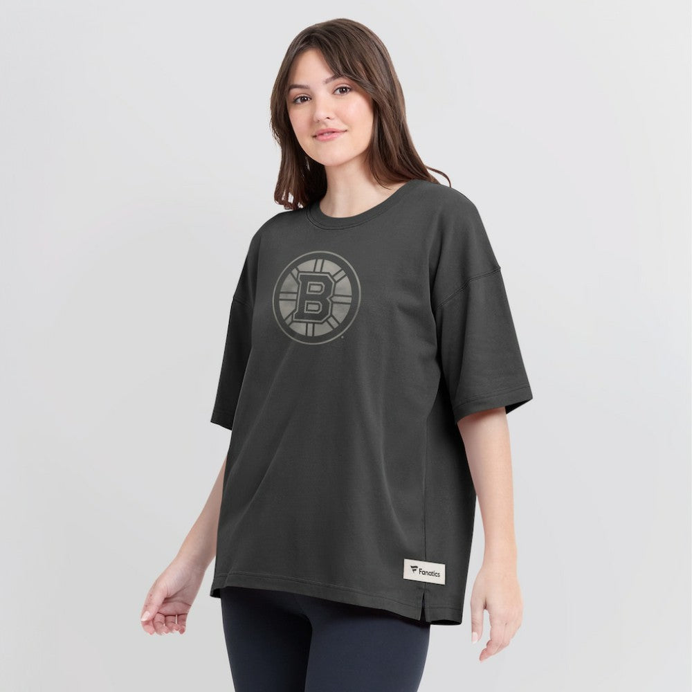 Boston Bruins Fanatics Women's Oversized Elements Raw Edge Future Ground T-Shirt - Charcoal | Fanatics on sale