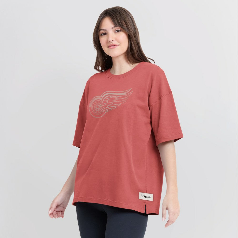 Detroit Red Wings Fanatics Women's Oversized Elements Raw Edge Future Ground T-Shirt - Red | Fanatics online