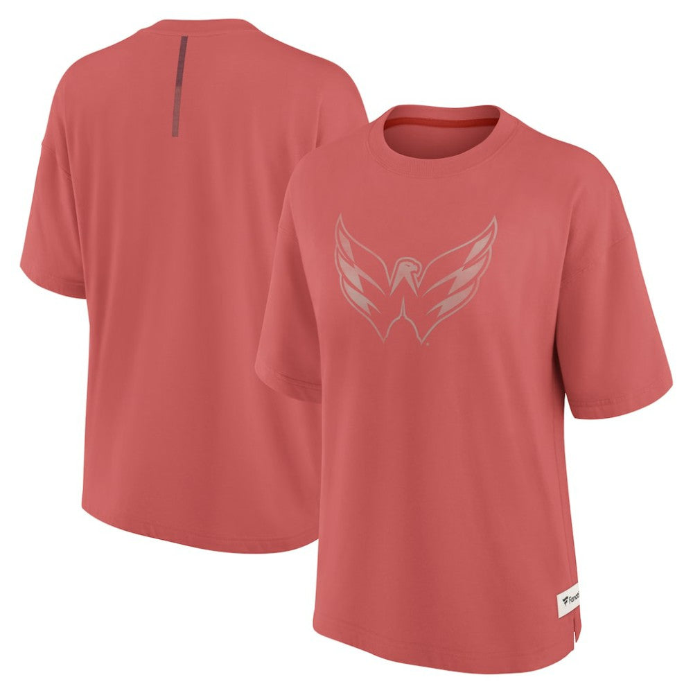 Washington Capitals Fanatics Women's Oversized Elements Raw Edge Future Ground T-Shirt - Red | Fanatics sale
