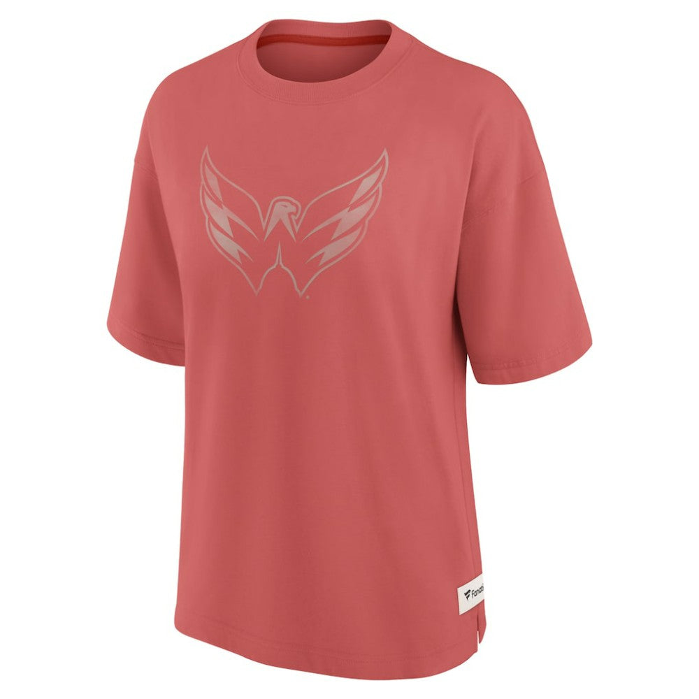 Washington Capitals Fanatics Women's Oversized Elements Raw Edge Future Ground T-Shirt - Red | Fanatics sale