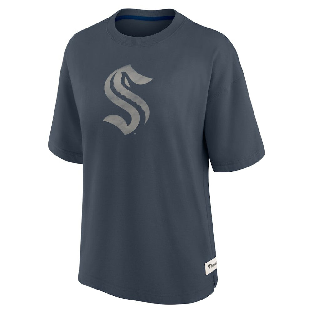 Seattle Kraken Fanatics Women's Oversized Elements Raw Edge Future Ground T-Shirt - Blue | Fanatics near me
