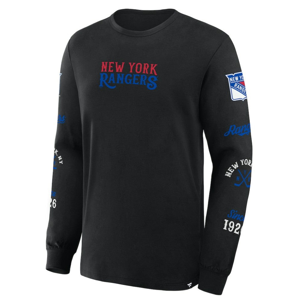 New York Rangers Fanatics Boxed In Legacy Long Sleeve T-Shirt - Black | Fanatics Clearance