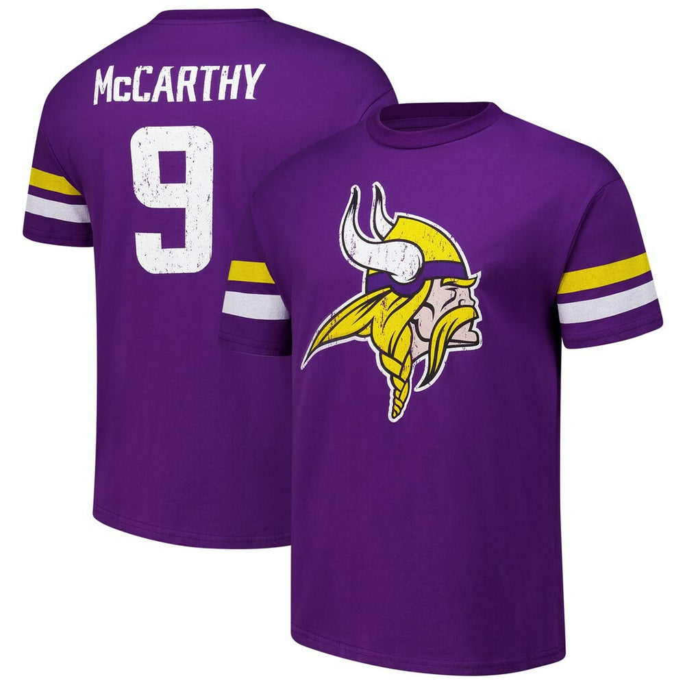 J.J. McCarthy Minnesota Vikings Majestic Threads Name & Number Oversized Fit T-Shirt - Purple - NFL