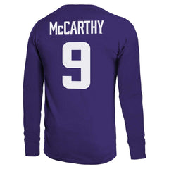 J.J. McCarthy Minnesota Vikings Majestic Threads Name & Number Long Sleeve T-Shirt - Purple - NFL