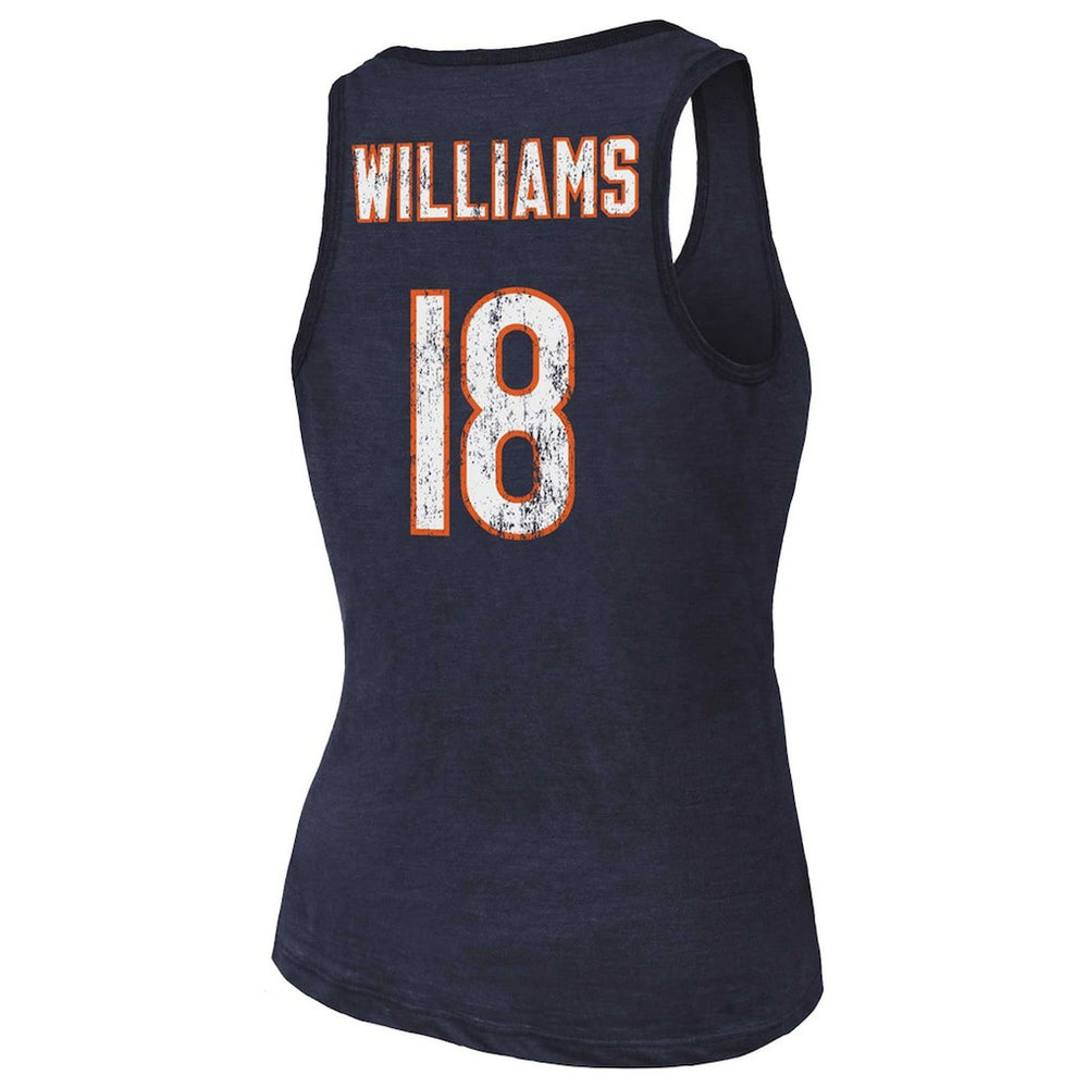 Caleb Williams Chicago Bears Majestic Threads Women's Name & Number Tri-Blend Scoop Neck Tank Top - Navy - NFL