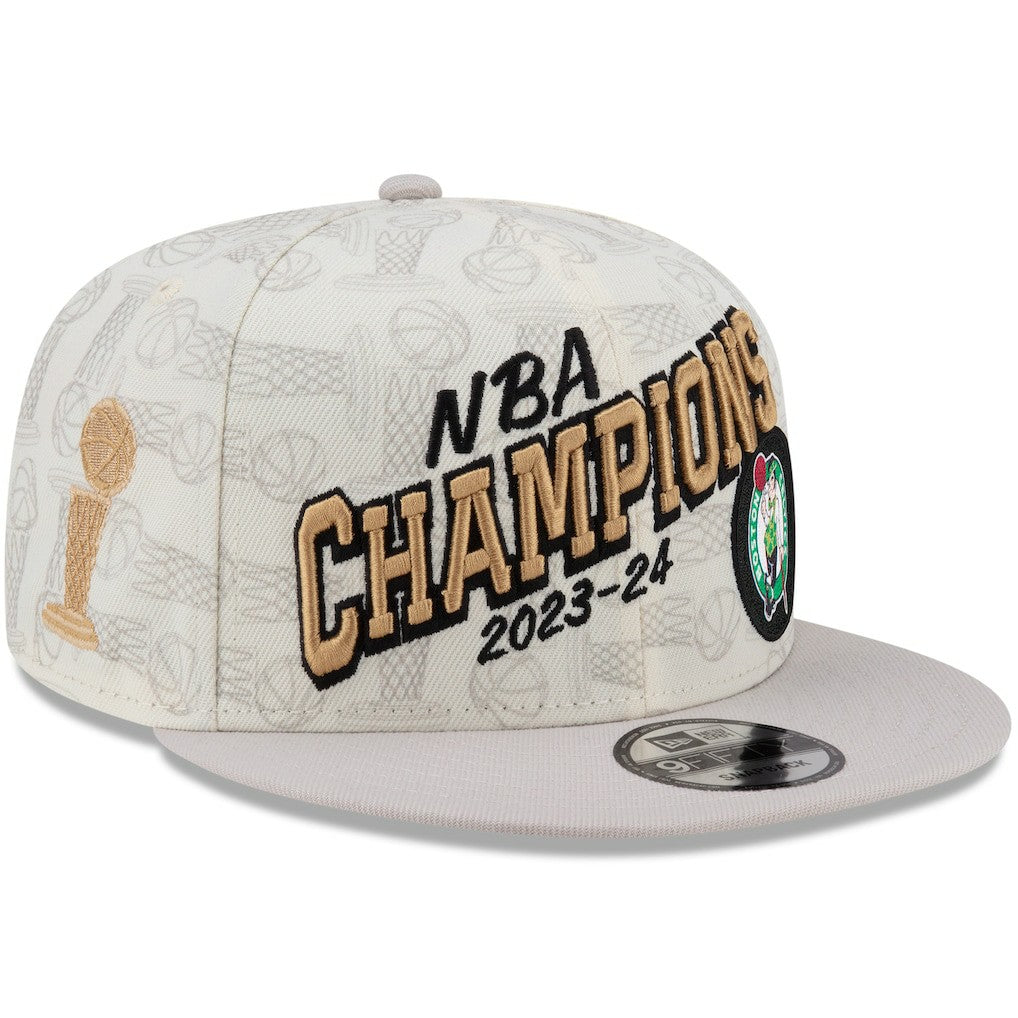 New Era Boston Celtics 2024 NBA Finals Champions Locker Room 9FIFTY Snapback Hat Cream