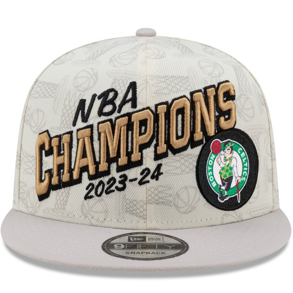 New Era Boston Celtics 2024 NBA Finals Champions Locker Room 9FIFTY Snapback Hat Cream