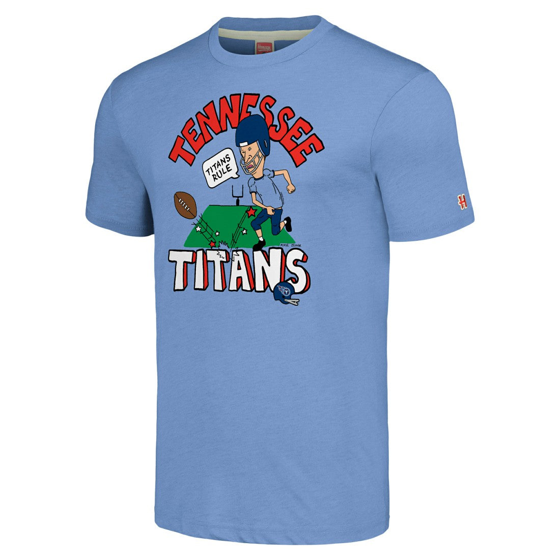 Tennessee Titans NFL x Homage x Beavis and Butt-Head Unisex Tri-Blend T-Shirt – Light Blue - NFL