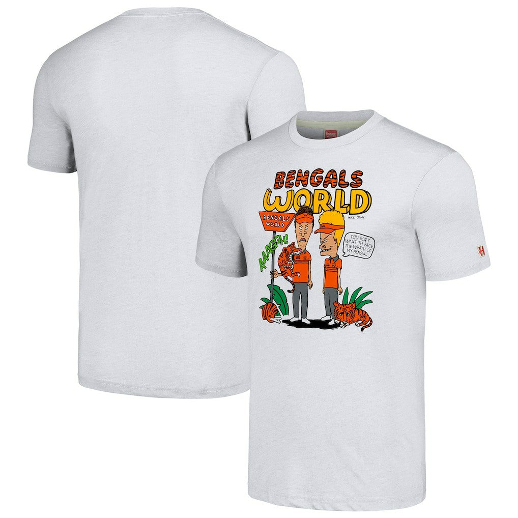 Cincinnati Bengals NFL x Homage x Beavis and Butt-Head Unisex Tri-Blend T-Shirt – Ash - NFL