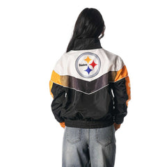 Pittsburgh Steelers The Wild Collective Women's 1/4 Zip Track Jacket - Black - NFL