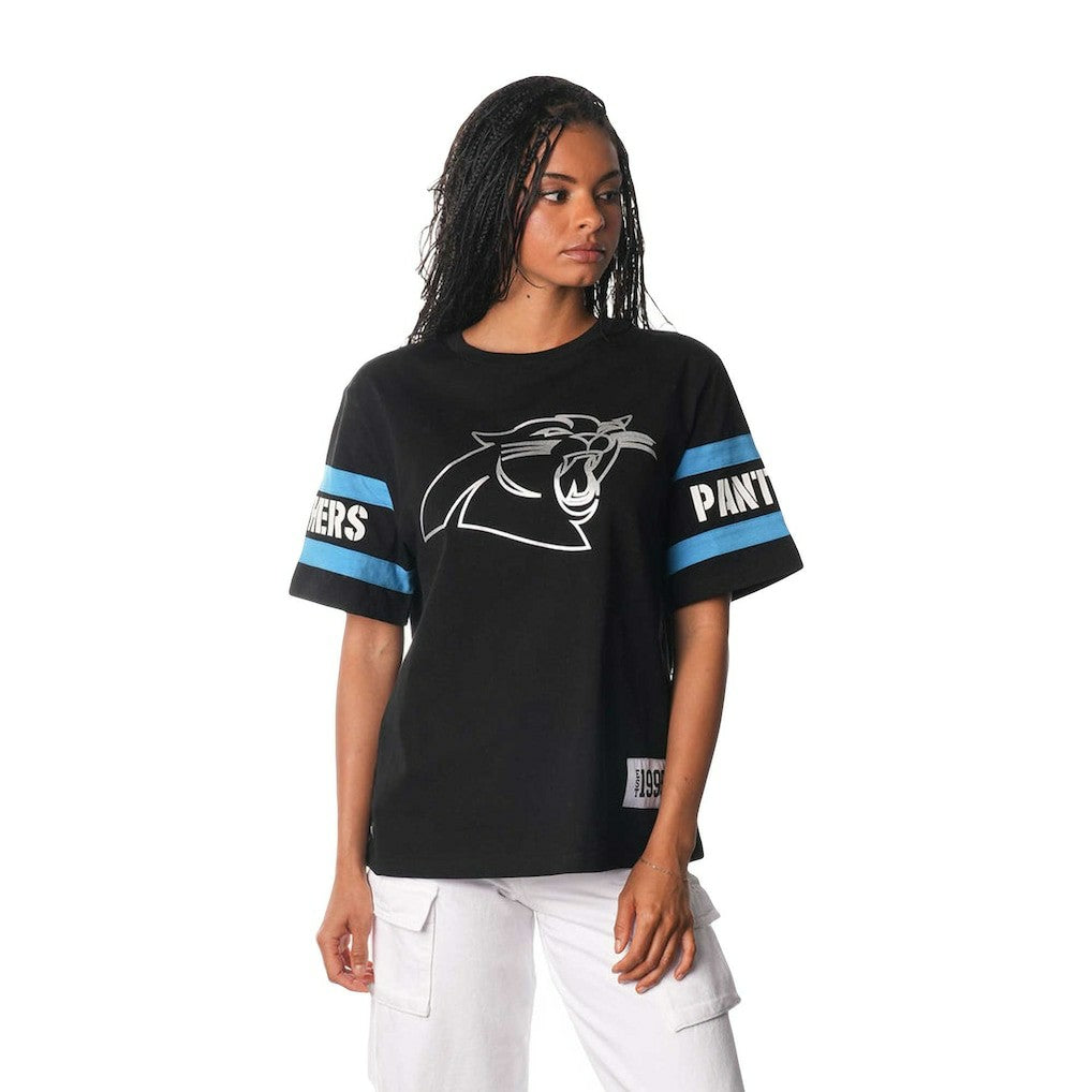 Carolina Panthers The Wild Collective Women's Drop Shoulder T-Shirt - Black - NFL