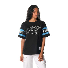 Carolina Panthers The Wild Collective Women's Drop Shoulder T-Shirt - Black - NFL