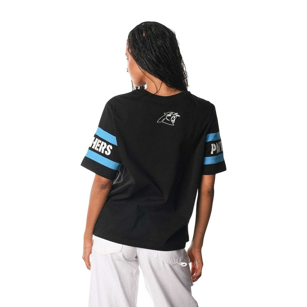 Carolina Panthers The Wild Collective Women's Drop Shoulder T-Shirt - Black - NFL